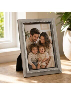 Silver Beaded Edge 3.5" X 5.5" Picture Frame By Huntington Gallery For Tabletop